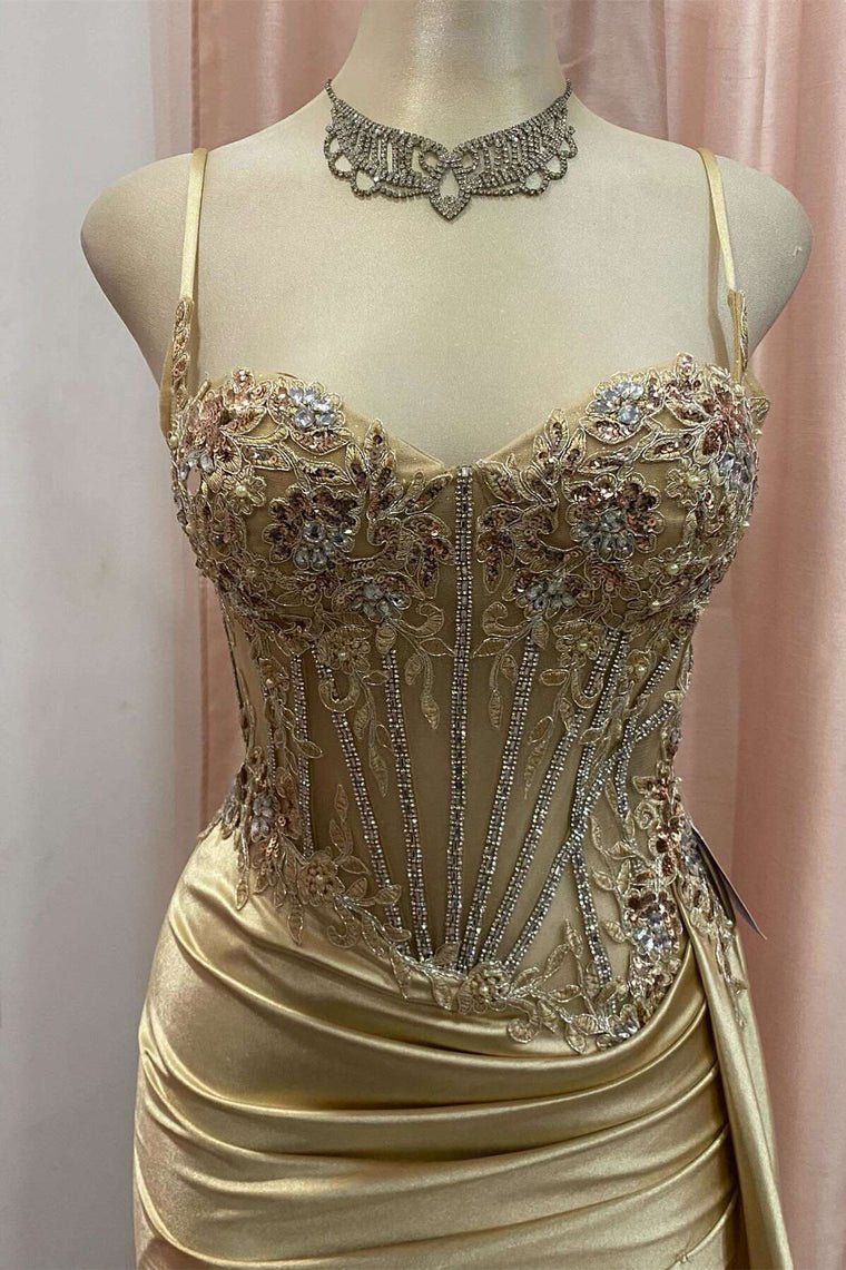 Spaghetti Strap Satin Mermaid Prom Dress - Image 16
