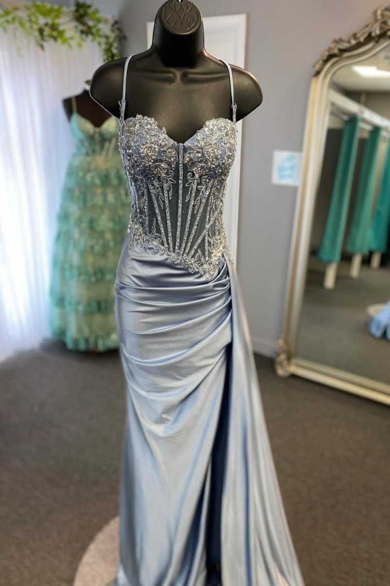 Spaghetti Strap Satin Mermaid Prom Dress - Image 22