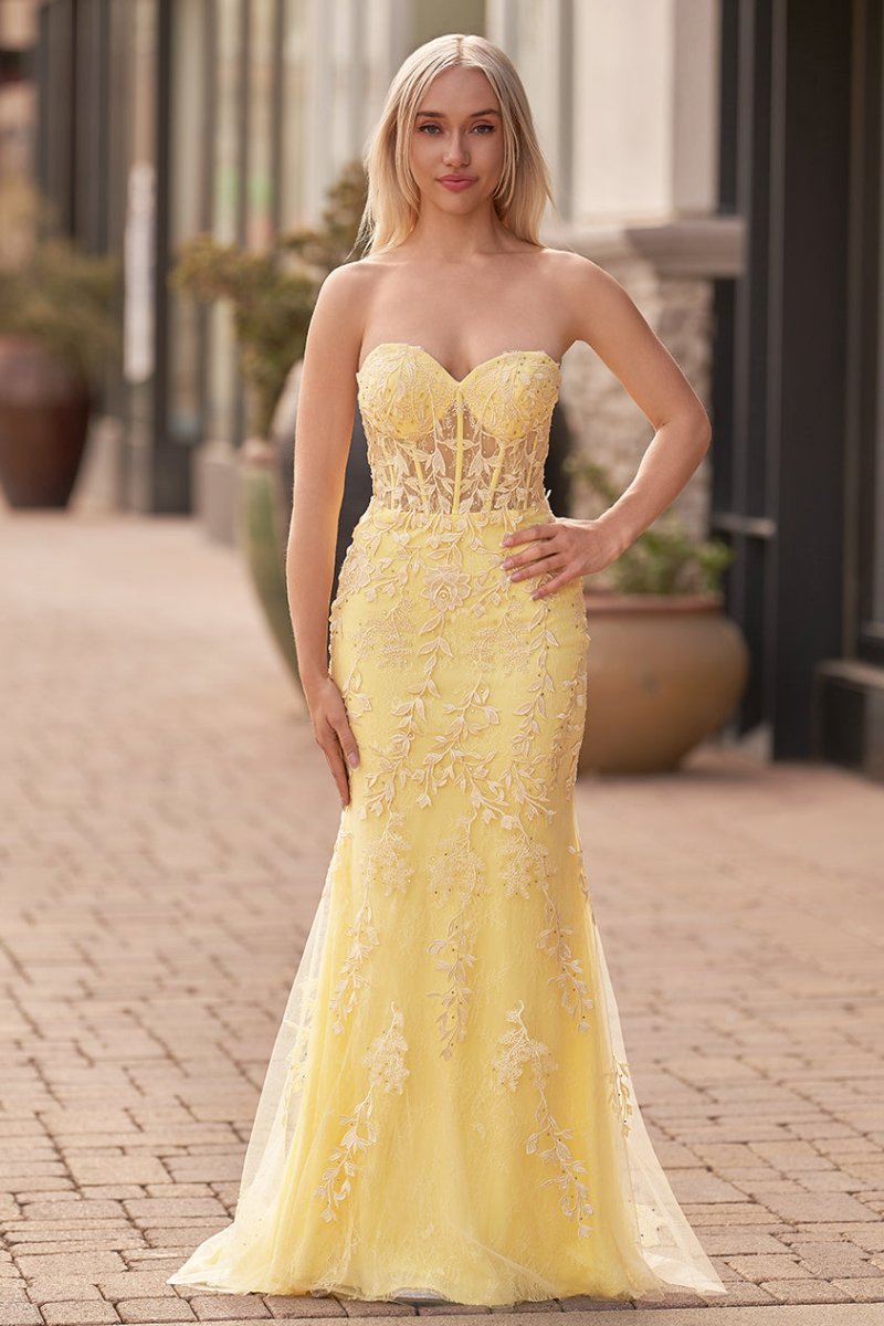Strapless Satin Mermaid Prom Dress - Image 39