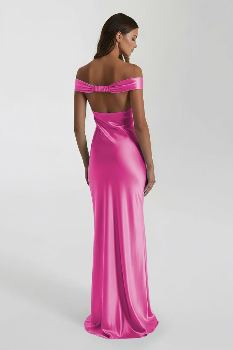 Off-Shoulder Satin Mermaid Prom Dress - Image 24