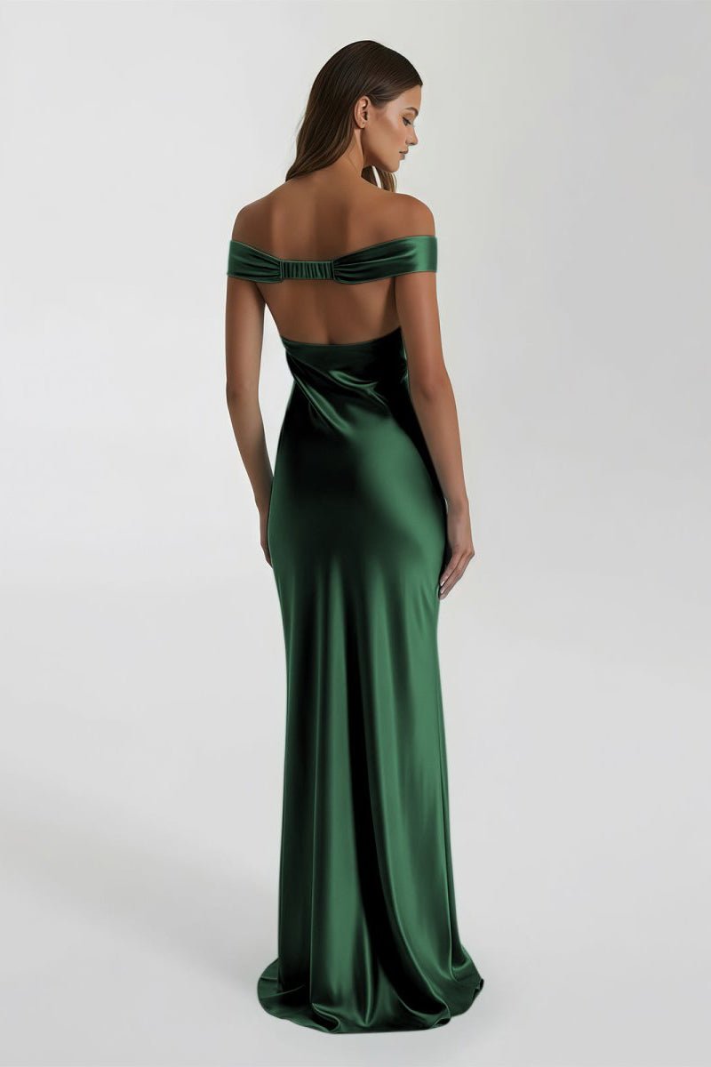 Off-Shoulder Satin Mermaid Prom Dress - Image 22