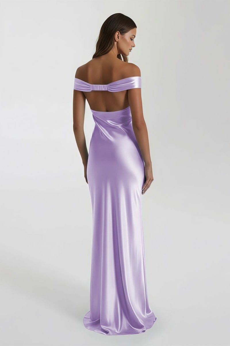 Off-Shoulder Satin Mermaid Prom Dress - Image 20