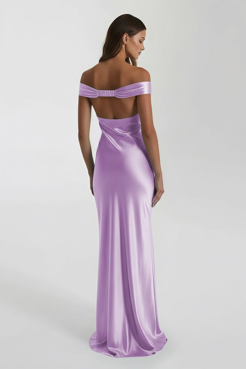 Off-Shoulder Satin Mermaid Prom Dress - Image 15