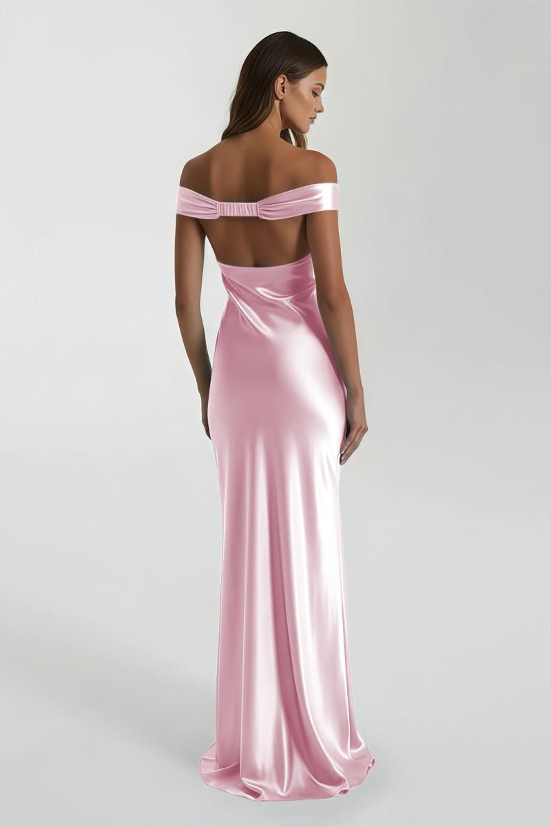 Off-Shoulder Satin Mermaid Prom Dress - Image 9