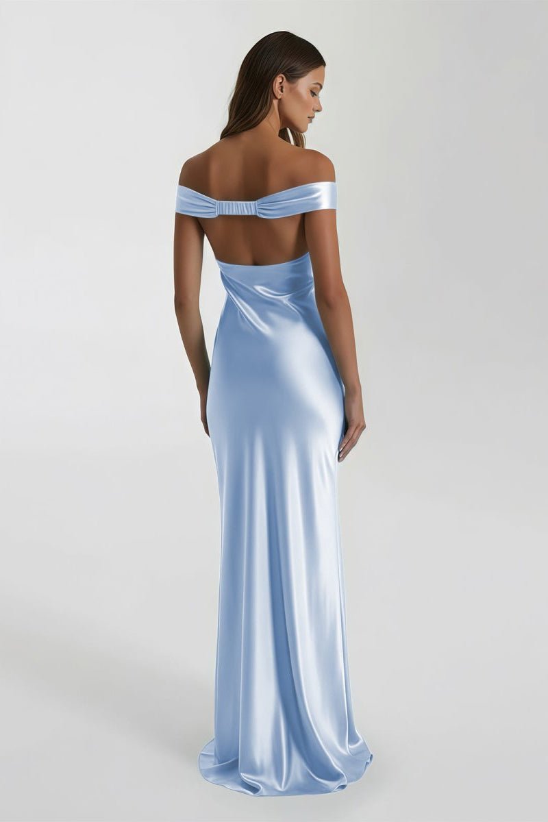Off-Shoulder Satin Mermaid Prom Dress - Image 11