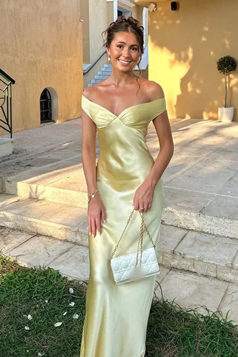 Off-Shoulder Satin Mermaid Prom Dress - Image 6